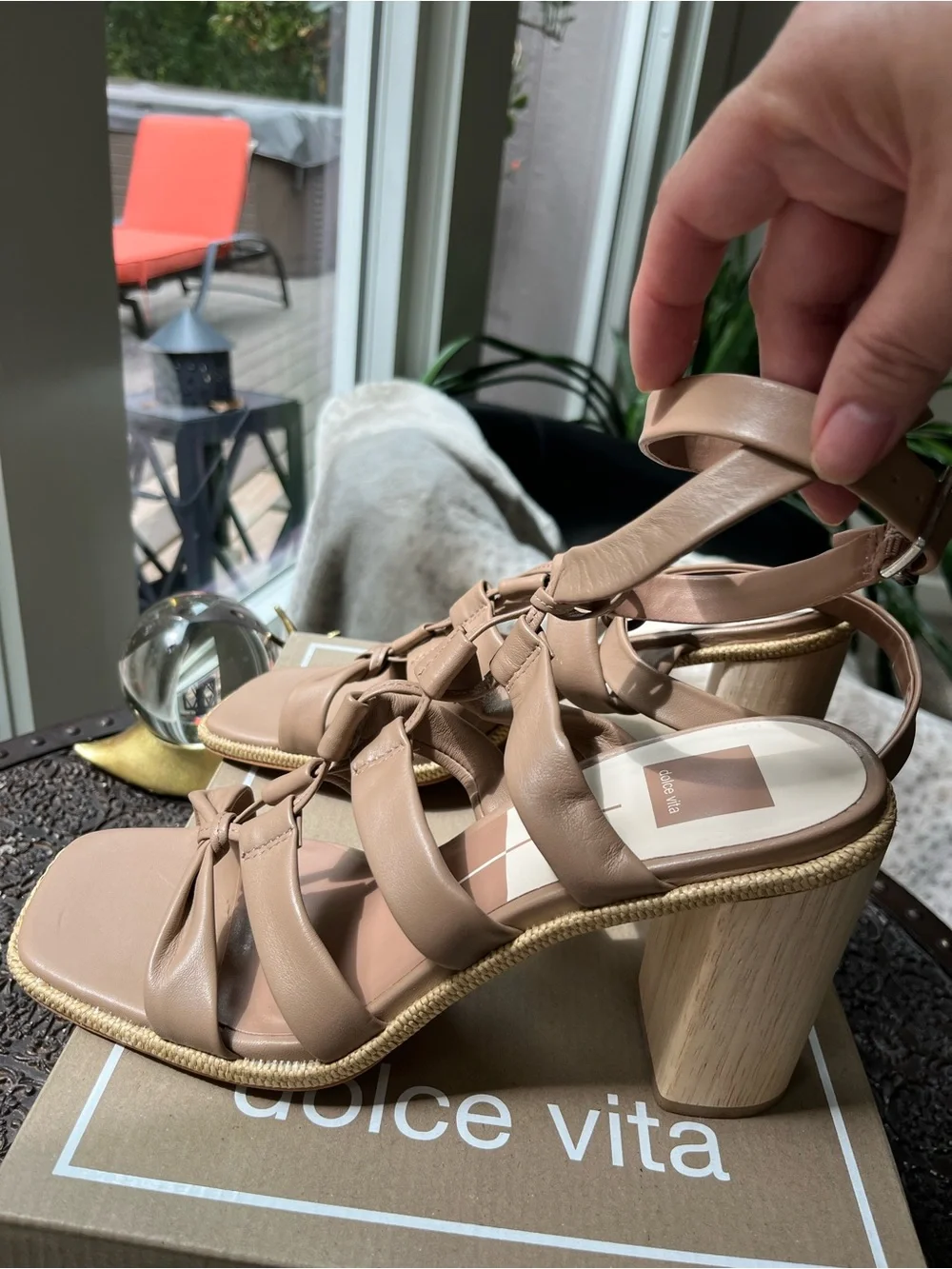 DOLCE VITA OLEMA STRAPPY BLOCK HEEL GLADIATOR SANDALS CAFE 10
